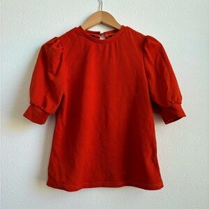 Women’s XXS puffy short sleeve blouse deep orange